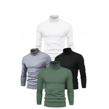 MARSiLYAN- 4 Adet Unisex Kaşkorse Boğazlı Full Likralı Fitilli Body Kazak