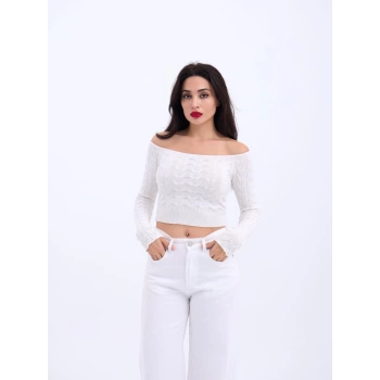 MARSiLYAN- 42241 TRİKO KAYIK YAKA CROPEKRU
