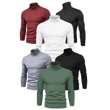 MARSiLYAN- 6 Adet Unisex Kaşkorse Boğazlı Full Likralı Fitilli Body Kazak