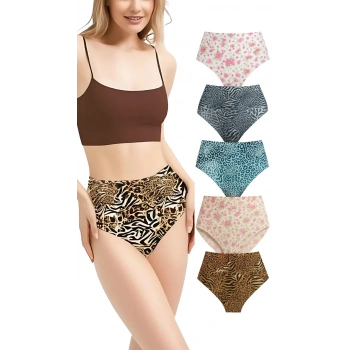 MARSiLYAN- ANI Desenli Lazer Kesim Külot 5li Paket – İz Yapmaz, Yüksek Bel, Günlük Rahat ADZ001