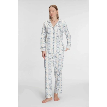 MARSiLYAN- Anıl 11262 Kadın Pamuklu Uzun Kol Gömlekli Pijama Takımı