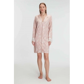 MARSiLYAN- Anıl 11293 Kadın Cotton Modal Uzun Kol Gecelik