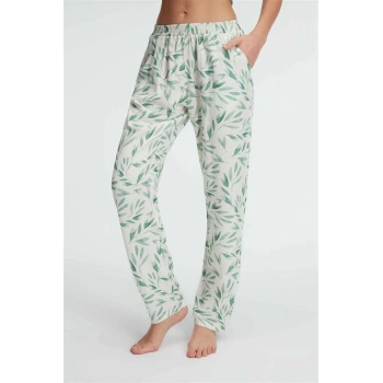 MARSiLYAN- Anıl 9146 Günlük Ev Giyimi Kadın Viskon Çiçek Desenli Yazlık Örme Normal Bel Pijama Altı