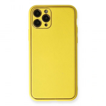 MARSİLYAN™- Apple İphone 11 Pro Kılıf Coco Deri Silikon Kapak - Sarı
