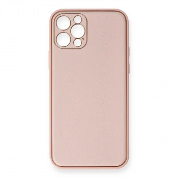 MARSİLYAN™- Apple İphone 12 Pro Kılıf Coco Deri Silikon Kapak - Pembe
