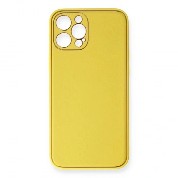 MARSİLYAN™- Apple İphone 12 Pro Kılıf Coco Deri Silikon Kapak - Sarı