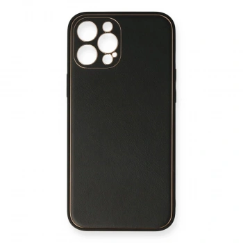 MARSİLYAN™- Apple İphone 12 Pro Kılıf Coco Deri Silikon Kapak - Siyah