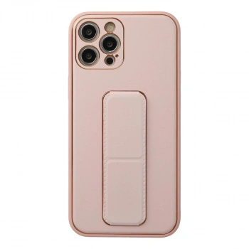 MARSİLYAN™- Apple İphone 12 Pro Kılıf Coco Deri Standlı Kapak - Pembe