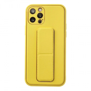 MARSİLYAN™- Apple İphone 12 Pro Kılıf Coco Deri Standlı Kapak - Sarı