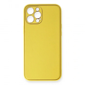 MARSİLYAN™- Apple İphone 12 Pro Max Kılıf Coco Deri Silikon Kapak - Sarı