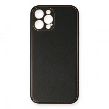 MARSİLYAN™- Apple İphone 12 Pro Max Kılıf Coco Deri Silikon Kapak - Siyah