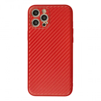 MARSİLYAN™- Apple İphone 12 Pro Max Kılıf Coco Karbon Silikon - Kırmızı