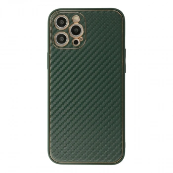 MARSİLYAN™- Apple İphone 12 Pro Max Kılıf Coco Karbon Silikon - Yeşil