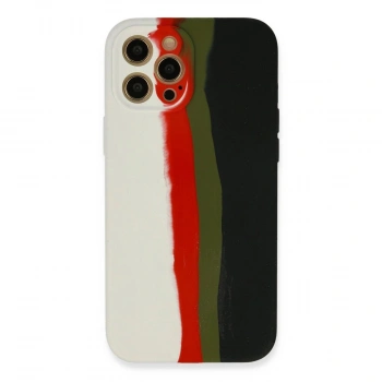 MARSİLYAN™- Apple İphone 12 Pro Max Kılıf Ebruli Lansman Silikon - Beyaz-siyah