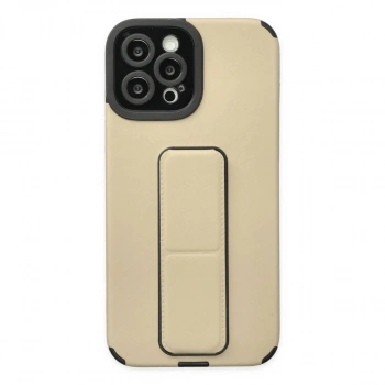 MARSİLYAN™- Apple İphone 12 Pro Max Kılıf Mega Standlı Silikon - Gold