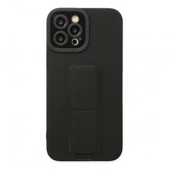 MARSİLYAN™- Apple İphone 12 Pro Max Kılıf Mega Standlı Silikon - Siyah