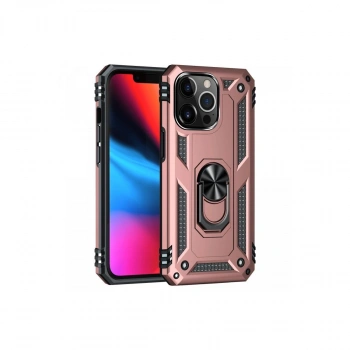 MARSİLYAN™- Apple İphone 13 Pro Kılıf Sofya Yüzüklü Silikon Kapak - Rose