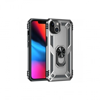 MARSİLYAN™- Apple İphone 14 Plus Kılıf Sofya Yüzüklü Silikon Kapak - Gümüş