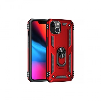MARSİLYAN™- Apple İphone 14 Plus Kılıf Sofya Yüzüklü Silikon Kapak - Kırmızı