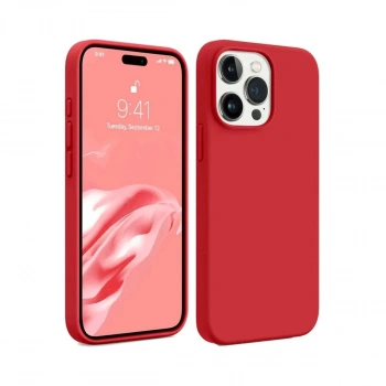 MARSİLYAN™- Apple İphone 15 Pro Max Kılıf First Silikon - Kırmızı