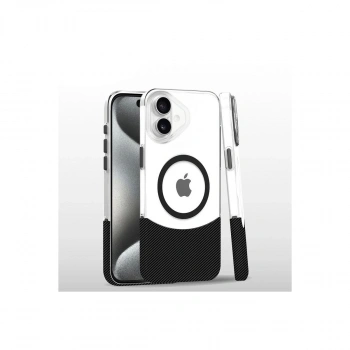MARSİLYAN™-  Apple İphone 16 Plus Carbon Puzzle Magsafe Kapak - Siyah