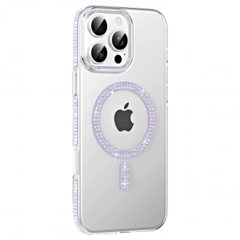 MARSİLYAN™-  Apple İphone 16 Pro Move Taşlı Magsafe Kapak - Lila