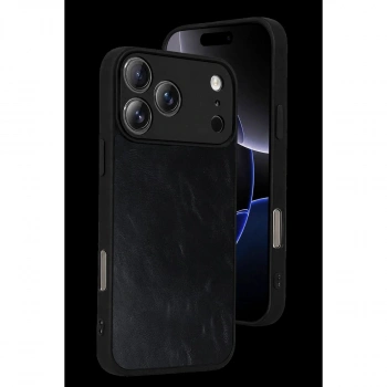 MARSİLYAN™- Apple İphone 17 Pro Aras Deri Kapak - Siyah