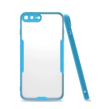 MARSİLYAN™- Apple İphone 7 Plus Kılıf Platin Silikon - Mavi