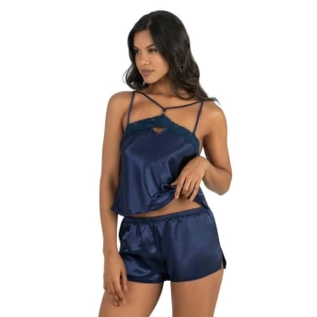 MARSiLYAN- Arias Closet Lacivert Saten Şort Takımı