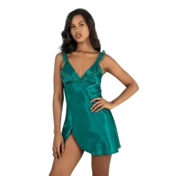 MARSiLYAN- Arias Closet Zümrüt Kısa Saten Gecelik 8237