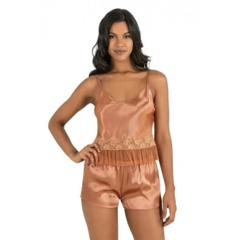 MARSiLYAN-  Bakır Saten Şort Takımı 9209