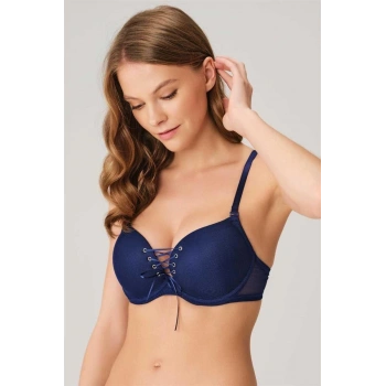 MARSiLYAN-  Balenli Destekli Dolgulu Askıları Çıkabilen Yaka Detaylı T-Shirt Sütyeni