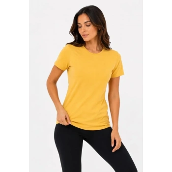 MARSiLYAN- Basic Tişört Bisiklet Yaka Kısa Kol Günlük Yazlık Slim Fit T-Shirt - Sarı