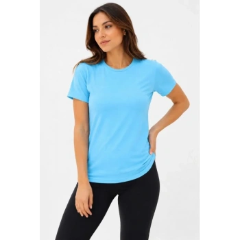 MARSiLYAN- Basic Tişört Bisiklet Yaka Kısa Kol Günlük Yazlık Slim Fit T-Shirt - Turkuaz