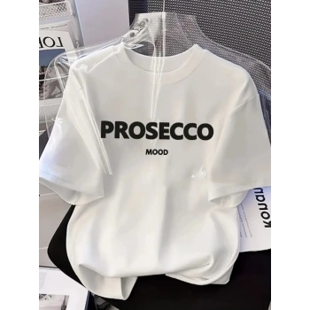 MARSiLYAN- Baskılı Oversize Bisiklet Yaka T-shirt - Beyaz