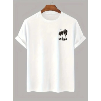 MARSiLYAN- Baskılı Oversize Bisiklet Yaka T-shirt - Beyaz