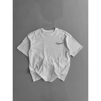 MARSiLYAN- Baskılı Oversize Bisiklet Yaka T-shirt - Beyaz