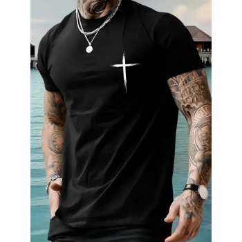 MARSiLYAN- Baskılı Oversize Bisiklet Yaka T-shirt - Siyah