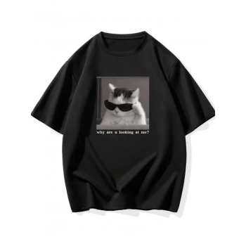 MARSiLYAN- Baskılı Oversize Bisiklet Yaka Tshirt