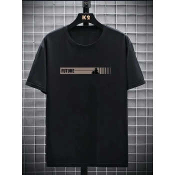 MARSiLYAN- Baskılı Oversize Bisiklet Yaka Tshirt