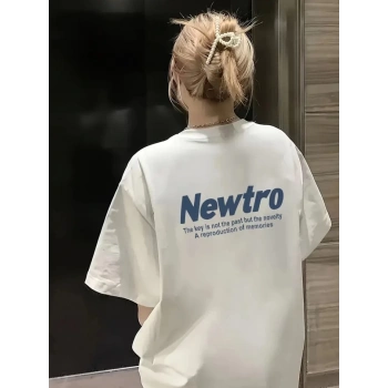 MARSiLYAN- Baskılı Oversize Bisiklet Yaka Tshirt