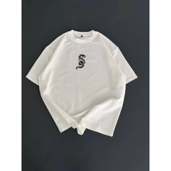 MARSiLYAN- Baskılı Oversize Bisiklet Yaka Tshirt