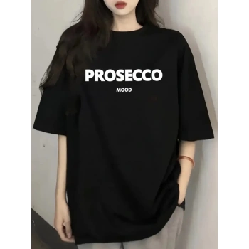 MARSiLYAN- Baskılı Oversize Bisiklet Yaka Tshirt