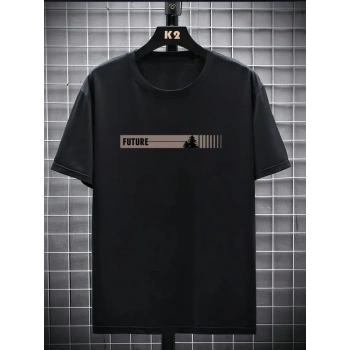 MARSiLYAN- Baskılı Oversize Bisiklet Yaka Tshirt