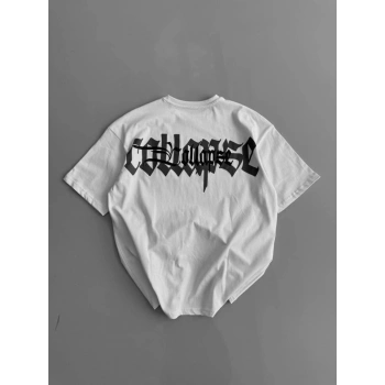 MARSiLYAN- Baskılı Oversize Bisiklet Yaka Tshirt