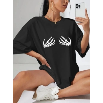 MARSiLYAN- Baskılı T-shirt - Siyah