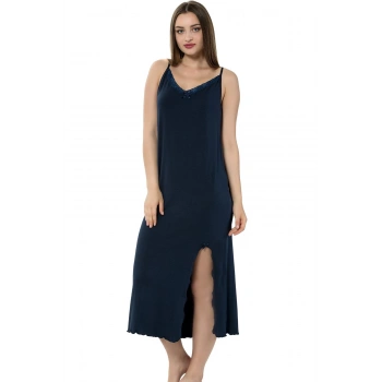 MARSiLYAN- Bayan İp Askılı Uzun Gecelik Siyah