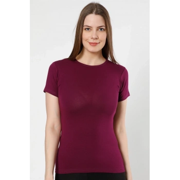 MARSiLYAN- Bayan Kısa Kol Body Mor