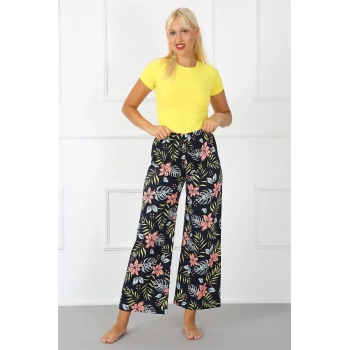 MARSiLYAN- Bayan Penye Bol Paça Pantolon Lacivert