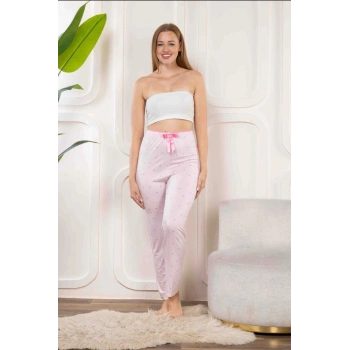 MARSiLYAN- Beli Fiyonklu Rahat Kesim Pamuklu Tek Alt Pijama KADIN BYATİ008